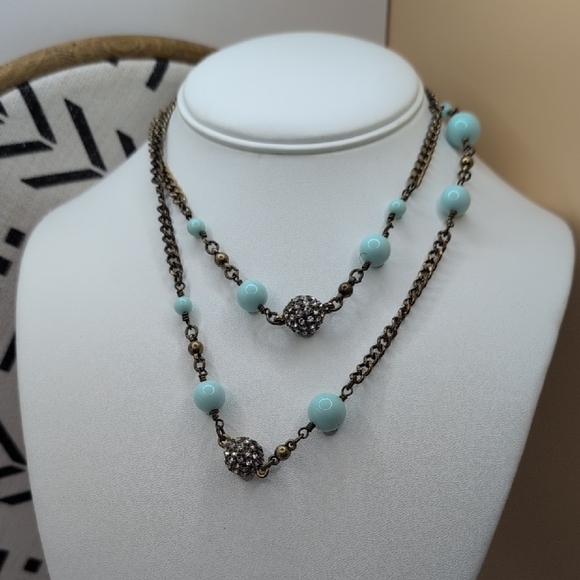 J. Crew Blue and Gold Beaded Necklace - Picture 3 of 6